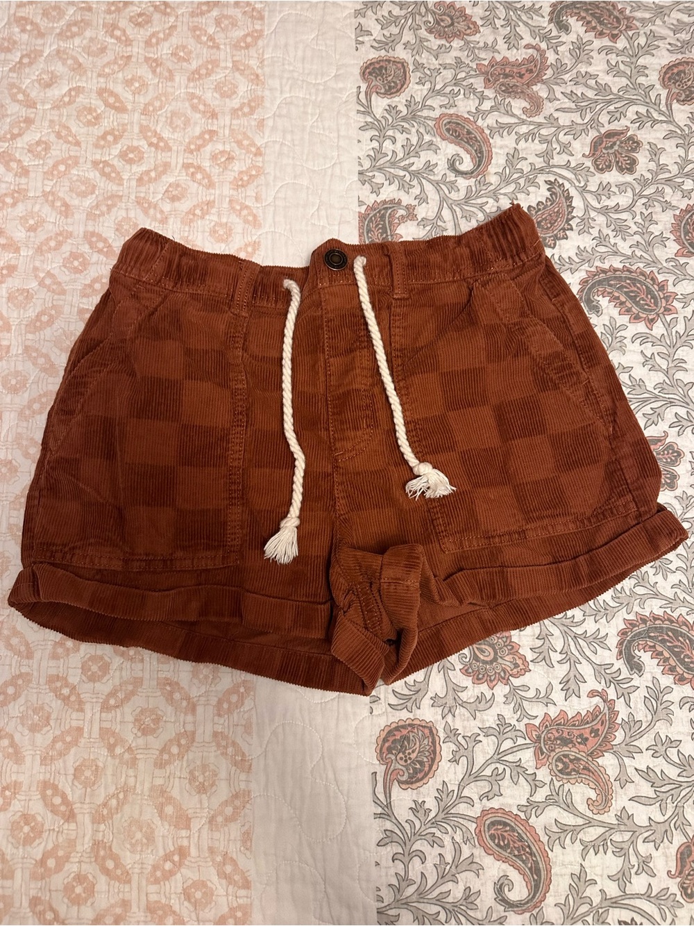 Free w/ Purchase Junior’s Rust Brown Corduroy Drawstring Shorts